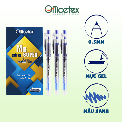 Bút gel mực xanh OT-GP0025BU (6 cây)