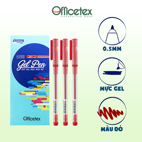 Bút gel mực đỏ OT-GP003RE (6 Cây)