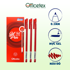 Bút gel mực đỏ OT-GP004RE (6 cây)