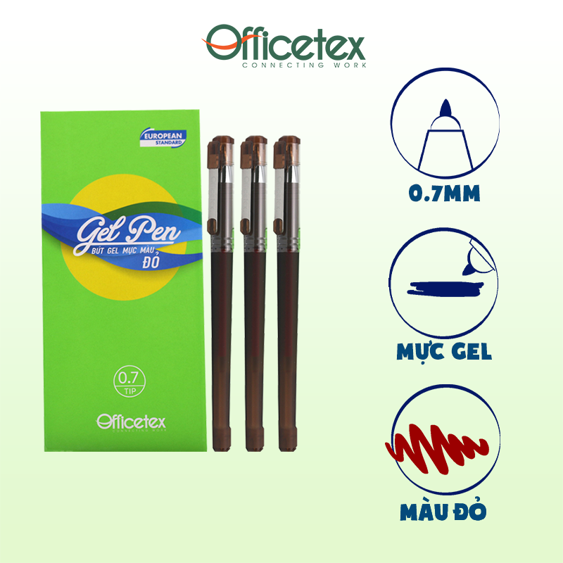 Bút gel mực đỏ OT-GP006RE (6 cây)