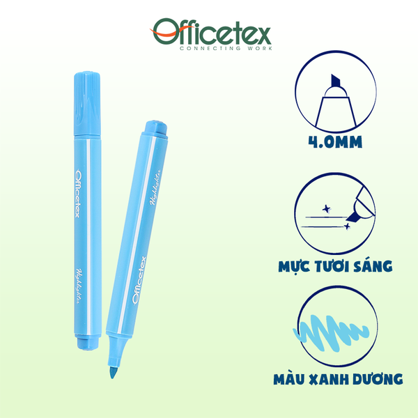 Bút dạ quang mực xanh dương OT-HL001BL (12 cây/hộp)