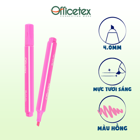 Bút dạ quang mực hồng OT-HL001PK (12 cây/hộp)