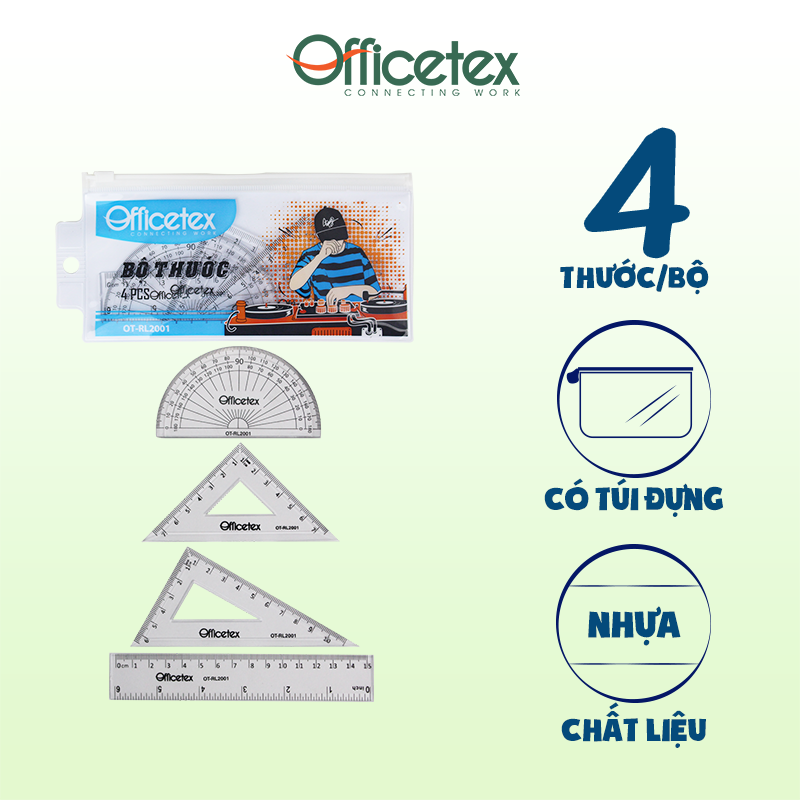 Bộ thước kẻ OT-RL2001 (4 cái/túi)