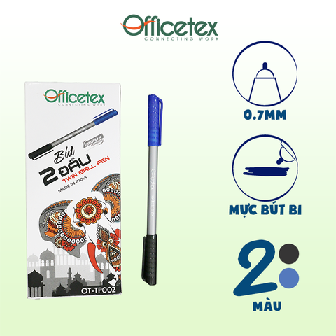 Bút bi hai đầu mực xanh đen OT-TP002 (1 cây)