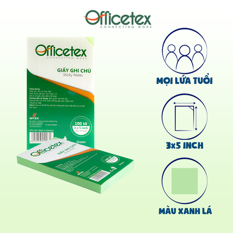 Giấy ghi chú Officetex 3 x 5 màu xanh lá