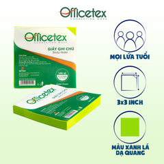 Giấy ghi chú Officetex 3 x 3 cyber màu xanh lá dạ quang
