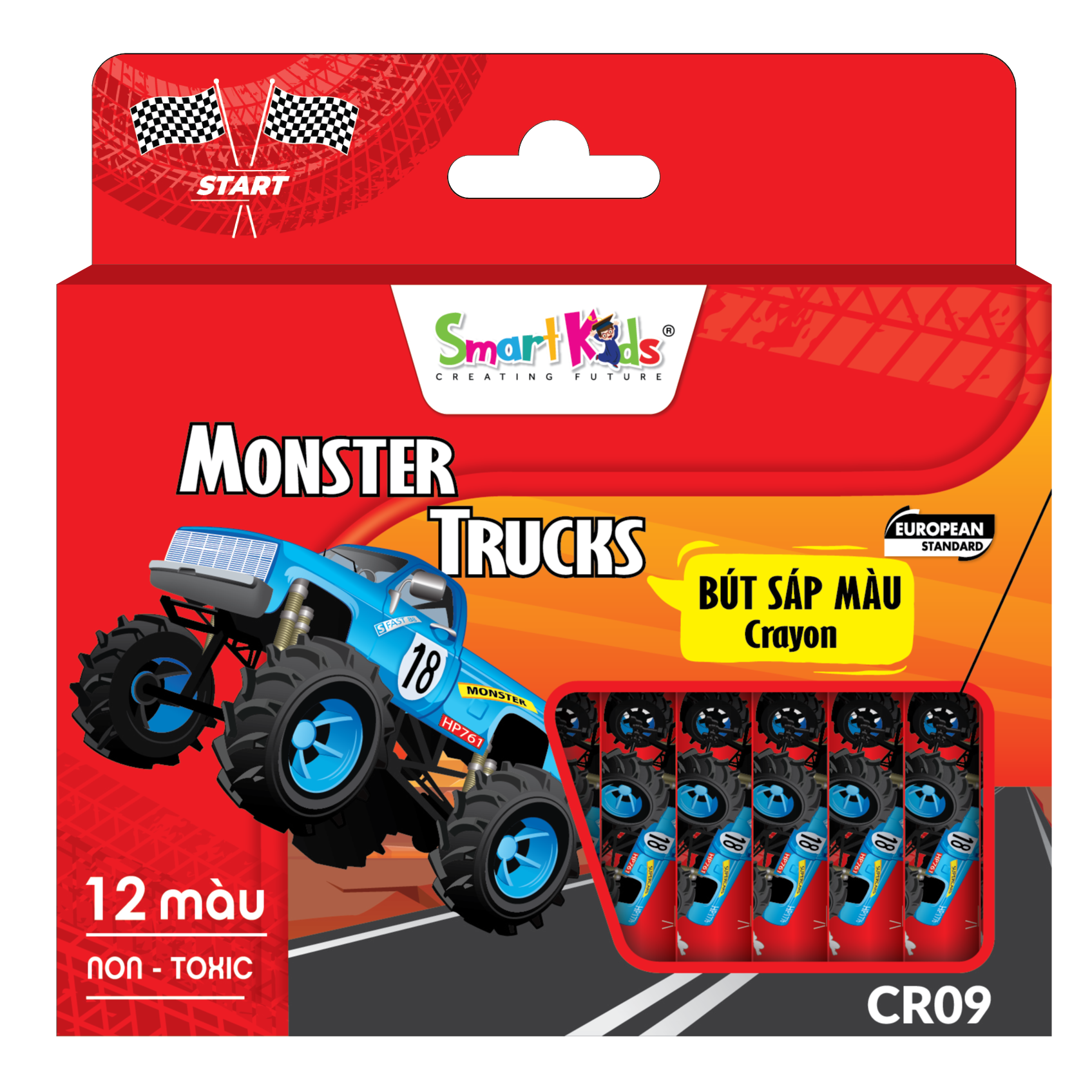 Sáp màu Monstertruck 12 màu - CR09 ( 12 màu/ hộp)