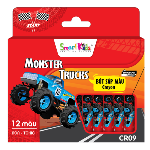 Sáp màu Monstertruck 12 màu - CR09 ( 12 màu/ hộp)
