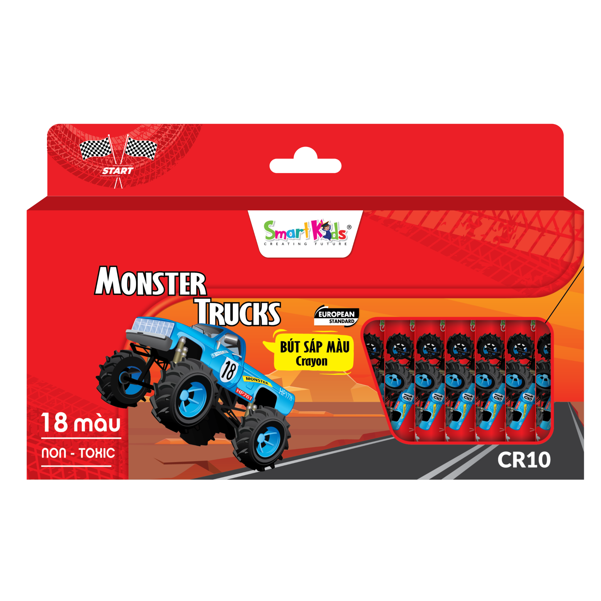 Sáp màu Monstertruck 18 màu - CR10 (18 màu/ hộp)