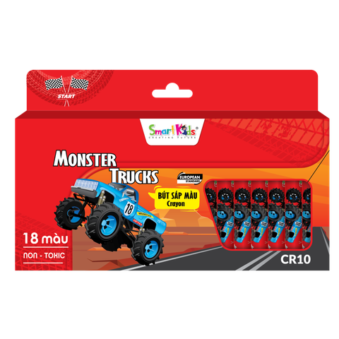 Sáp màu Monstertruck 18 màu - CR10 (18 màu/ hộp)