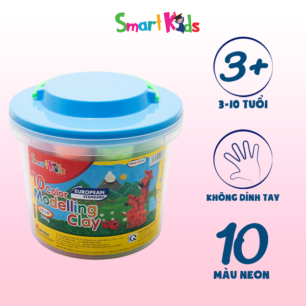 Đất nặn xô nhựa 500g 10 màu neon SK-C500N