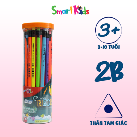 Bút chì 2B Neon (Gỗ đen) 10 cây màu ngẫu nhiên