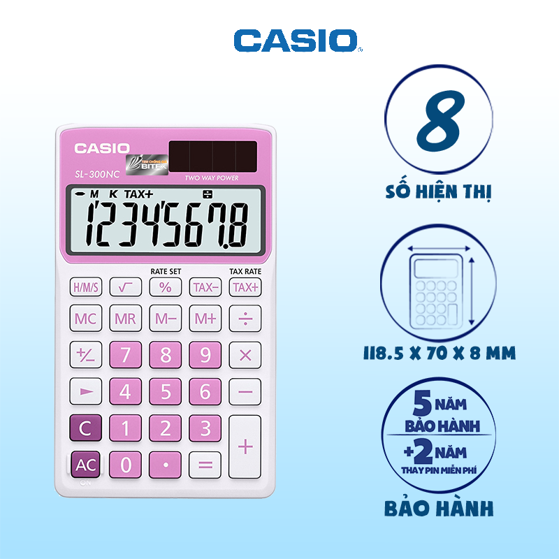 Máy tính Casio SL-300NC hồng phấn