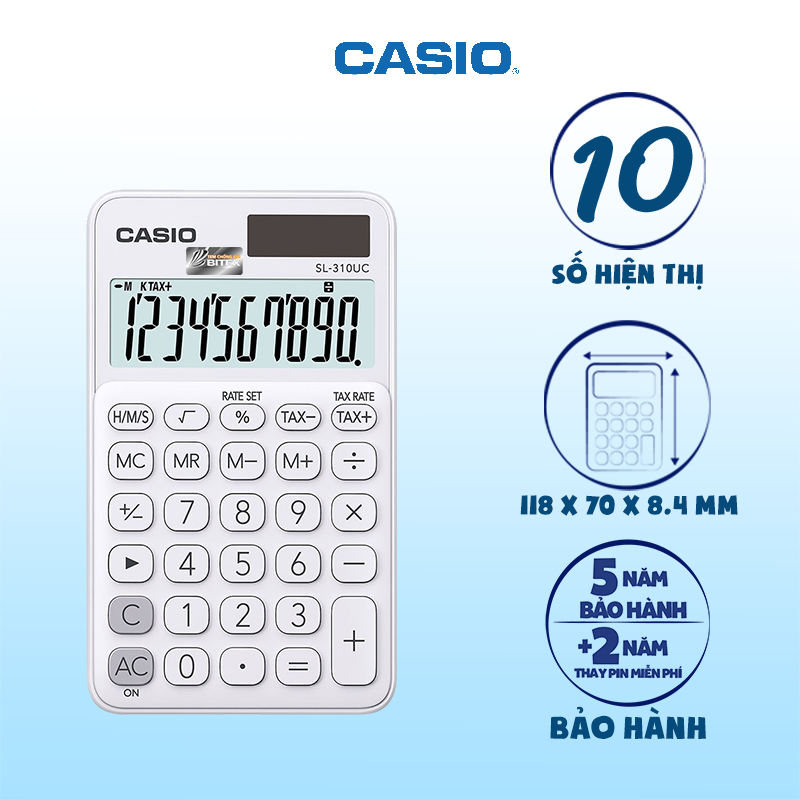Casio SL-310UC sẽ làm cho cuộc sống của bạn đơn giản và tiện lợi hơn. Hãy xem hình ảnh để bắt đầu sự tiếp cận của bạn với công nghệ tiên tiến này.