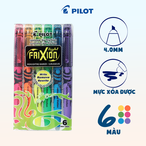 Combo bút dạ quang xóa được Frixion Light SW-FL-S6 (6 màu/hộp)