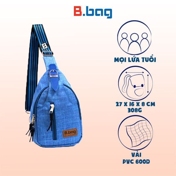 Túi đeo chéo bụng T-23-007 màu xanh dương nhạt