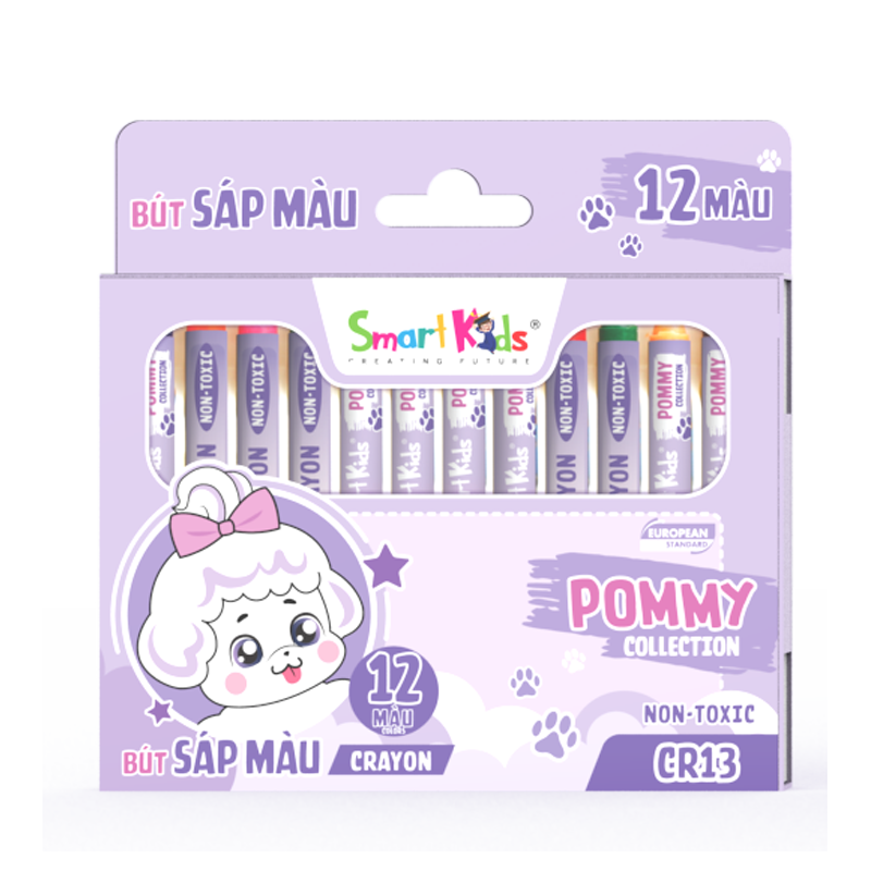 Sáp màu Pommy 12 màu/CR13 (12 màu/hộp)