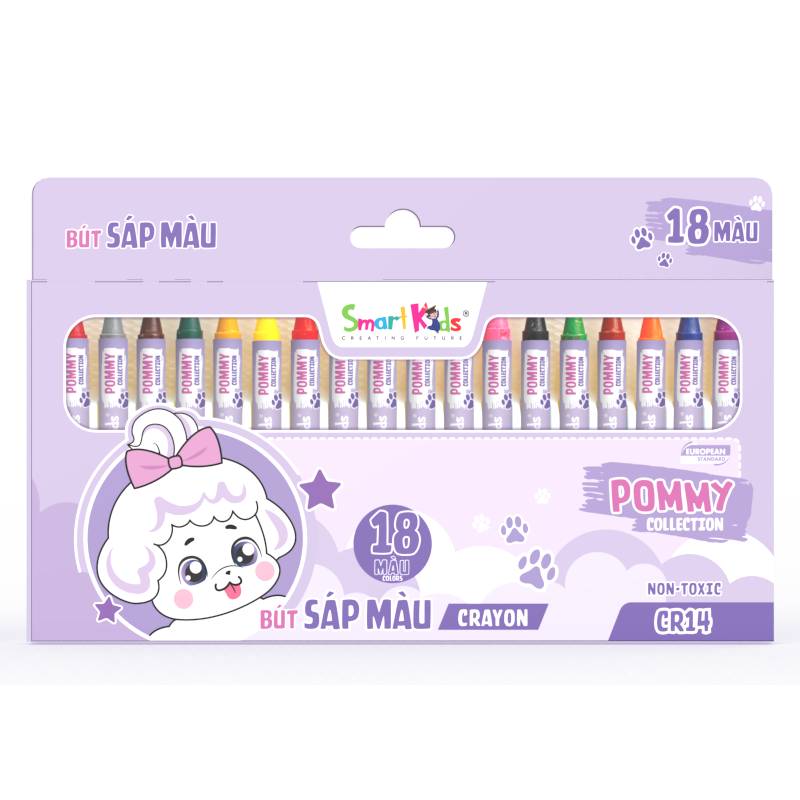 Sáp màu Pommy 18 màu/CR14 (18 màu/hộp)