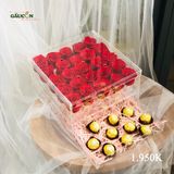 Hộp 25 bông hồng vĩnh cữu đỏ + 15 viên kẹo