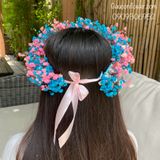 Vòng hoa đội đầu xanh phối hồng