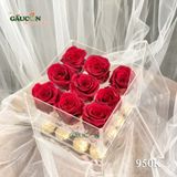 Hộp 9 bông hồng vĩnh cữu đỏ + 9 viên kẹo