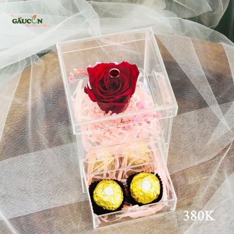 Hộp 1 bông hồng vĩnh cữu đỏ + 3 viên kẹo