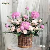 Giỏ hoa tone hồng tím