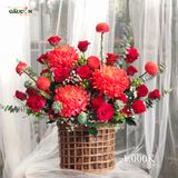 Giỏ hoa tone đỏ