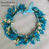 Vòng hoa đội đầu xanh phối trắng