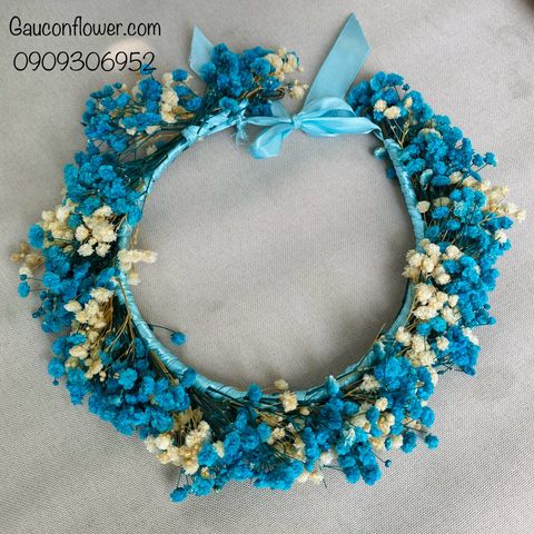 Vòng hoa đội đầu xanh phối trắng