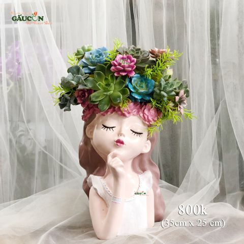 Cô gái sen đá (hồng đậm)