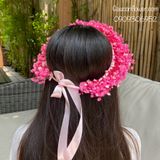 Vòng hoa đội đầu hồng đậm