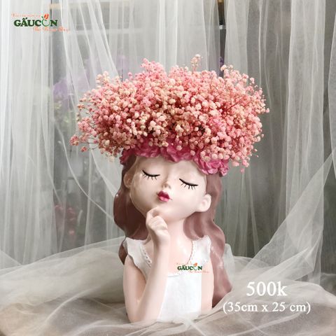 Cô gái babi hồng pastel (hoa khô)