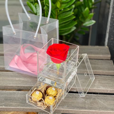 Hộp hoa hồng 1 bông hoa tươi