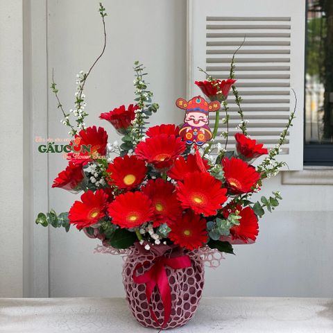 Bình Hoa Đồng Tiền Đỏ (size 1)