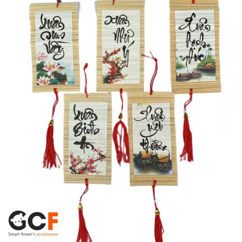 Set 5 liễn Tết tranh thư pháp