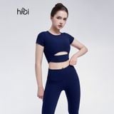  Set đồ tập yoga gym luxury Hibi Sports H168, Kiểu áo có tay khoét eo, kèm mút ngực, vải Rib Fabric 