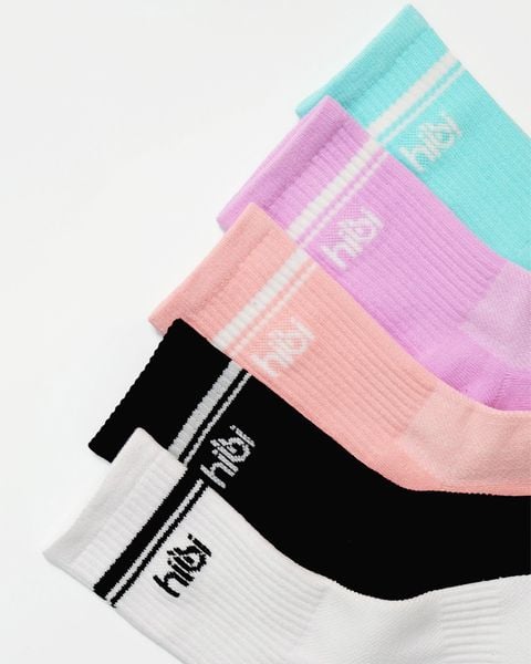  Tất Thể Thao Hibi Sports A010 Cotton Cổ Cao Có Đệm Chống Hôi Chân Và Bo Chun Bàn Chân 