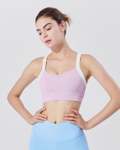  Áo Bra Tập Yoga Gym Hibi Sports BA507 - Kiểu Dây Phối Trắng - Kèm mút bên trong 