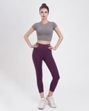  Áo Croptop Ngắn Tay Tập Yoga Gym Hibi Sports Cr814 Kiểu Basic, Kèm Mút Ngực 