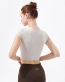  Áo Croptop Ngắn Tay Tập Yoga Gym Hibi Sports Cr814 Kiểu Basic, Kèm Mút Ngực 