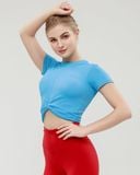  Áo Croptop Tay Ngắn Tập Yoga Gym Hibi Sports CR816 Kiểu Xoắn Nơ, Kèm Mút Ngực 