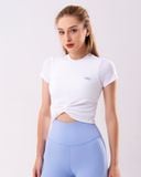  Áo Croptop Tay Ngắn Tập Yoga Gym Hibi Sports CR816 Kiểu Xoắn Nơ, Kèm Mút Ngực 