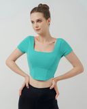  Áo Croptop Tập Yoga Gym Hibi Sports Cr823, Kiểu Corset Cổ Vuông, Kèm Mút Ngực 