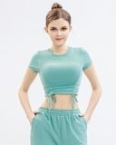  Áo Croptop Tập Yoga Gym Hibi Sports CR825, Kiểu Nhún Rút Dây, Kèm Mút Ngực 