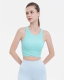  Áo Croptop Tập Yoga Gym Hibi Sports CR830, Kiểu Ba Lỗ Phối Chéo, Kèm Mút Ngực 