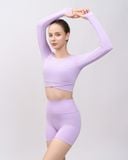  Áo Tập Yoga Gym Hibi Sports CR831 Kiểu Tay Dài Cạp Chéo, Kèm Mút Ngực 