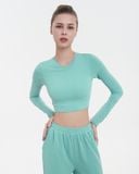  Áo Tập Yoga Gym Hibi Sports CR832 Kiểu Tay Dài Cổ Tròn, Kèm Mút Ngực 