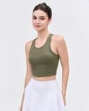  Áo croptop tập Yoga Gym Hibi Sports CR834, kiểu ba lỗ vải thun gân, kèm mút ngực 