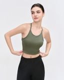  Áo croptop tập Yoga Gym Hibi Sports CR835, kiểu ba lỗ 2 dây vải thun gân, kèm mút ngực 